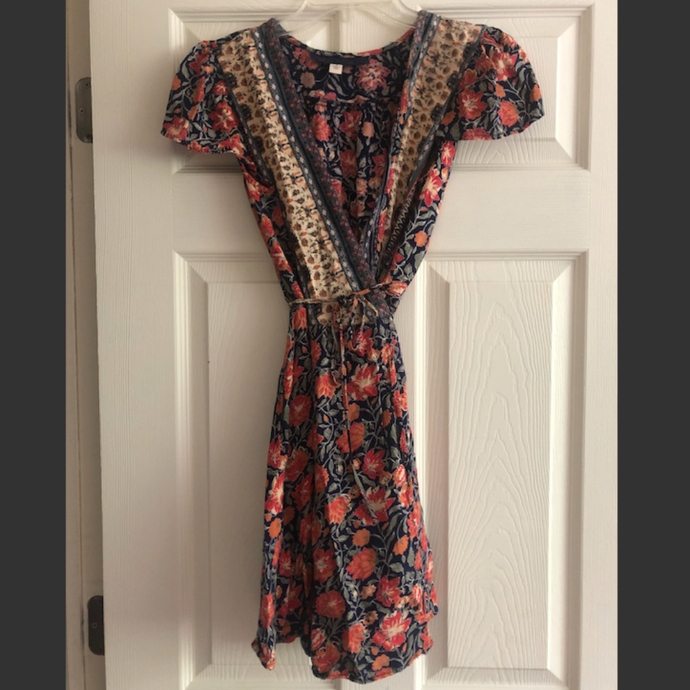 Blue Rain floral wrap dress